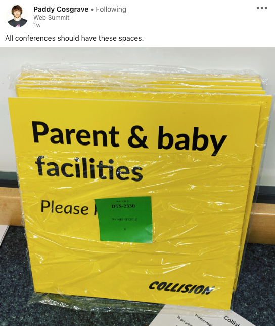 Paddy Cosgrave Parent & Baby Facilities at Collision Conference